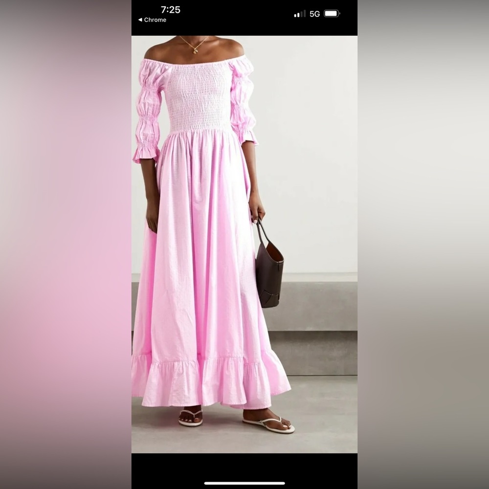 EVARAE
Lora off-the-shoulder fil coupé cotton and silk-blend maxi dress